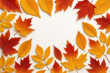 Wall Mural - Vivid Fall Foliage Display on a Plain White Backdrop