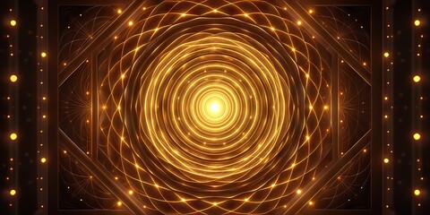 Aufkleber - Abstract geometric pattern with radiant light at center.