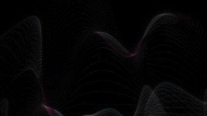 Poster - Mysterious Flowing Dot Waves Abstract Background a Mesmerizing Dance of Light and Shadow Across Digital Plains Revealing Depth and Dimension in the Dark