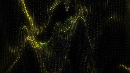 Poster - Abstract Digital Landscape with Glowing Yellow Particles Creates a Visually Striking and Modern Background Suitable for Technology and Science Themes With Depth and Dimension