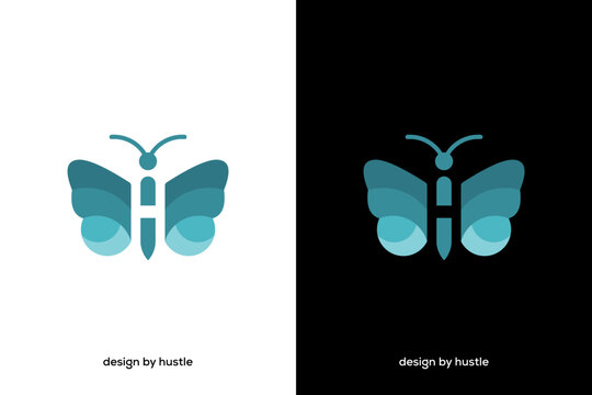 Logo H butterfly abstrak simple design
