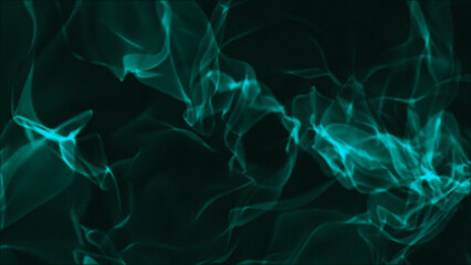 Poster - Abstract Turquoise Hues Ethereal Smoke Wisps Floating on a Deep Green Canvas Captivating and Mesmerizing Fluidity Unveiling a Mysterious and Dreamlike Atmosphere