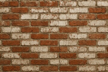 Poster - Vintage grunge backdrop featuring a weathered brick wall with red and white blocks and visible cracks
