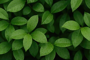 Aufkleber - Fresh green foliage after rainfall, ideal for textured backgrounds