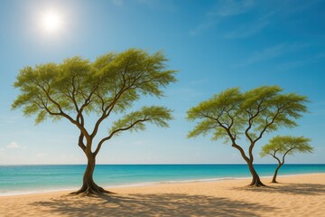 Poster - Elegant Foliage Enhancing the Coastal View