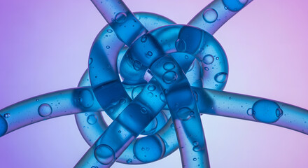Fototapete - Abstract Blue Liquid Forms Intertwined Tubes and Bubbles