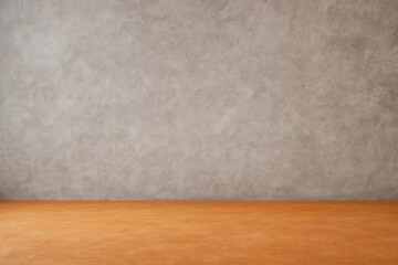 Poster - Empty concrete wall background with textured surface and vibrant orange flooring