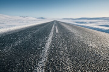 Wall Mural - icy winter highway with frozen pavement