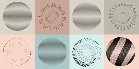 Fototapete - Lines and dots in Circle Form .Rotate rounded shape Vector Illustration .Rotating dots form a circle .Rotating design element . Various lines forming round shape . Abstract Geometric line art .
