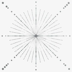 Leinwandbilder - Abstract radial pattern of dots and lines emanating from a central point on a white background.