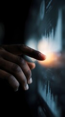 Poster - A hand manipulating dashboard filters on a transparent digital screen