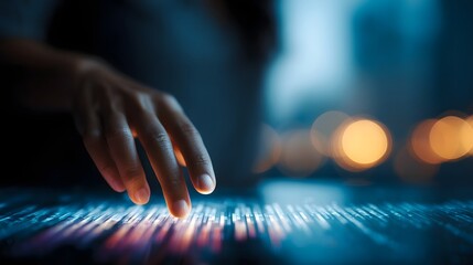 Poster - A hand hovers over a digital investment dashboard