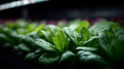 Poster - Thriving indoor hydroponics system growing leafy greens under LED lighting