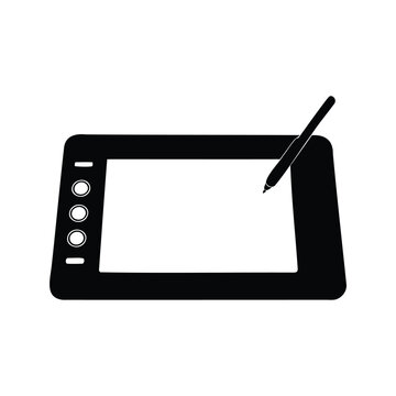 Digital drawing tablet with pen, art and creative design in black