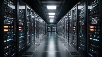 Poster - Modern server room interior technology data center digital network infrastructure