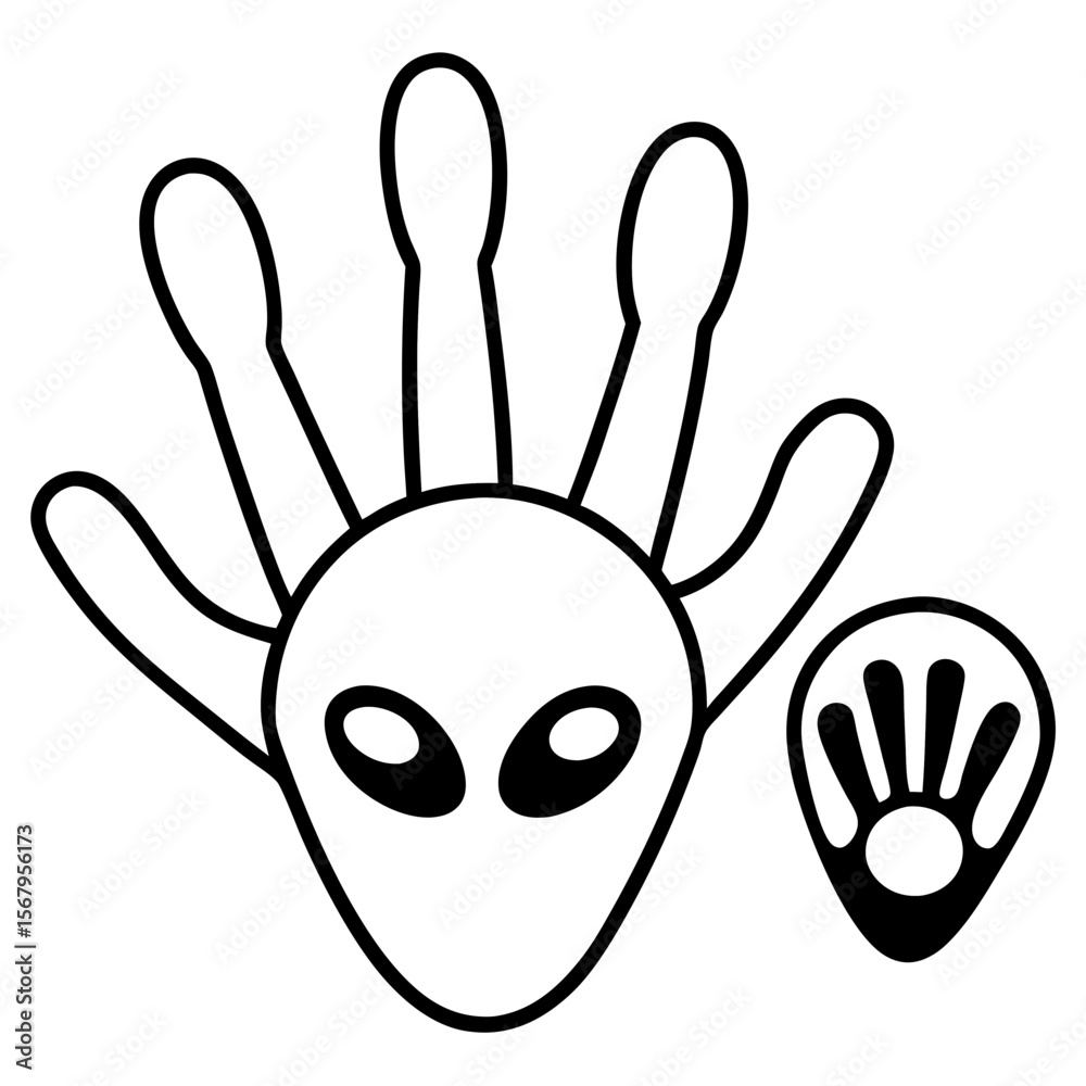 Alien handprint line art vector illustration Stock Vector | Adobe Stock
