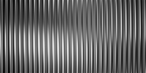 Poster - Black ribbed glass background with effect texture in 3D gradient and line crystal light. Abstract pattern in vertical panel with transparent prism wave. Vector frosted design.