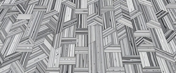 Poster - Classic herringbone parquet floor Seamless vector pattern in black and white, abstract, parquet