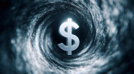 Poster - A spinning dollar sign in a whirlwind of financial charts and data