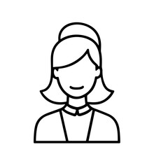 Poster - Minimalist line art avatar of a smiling woman with a classic hairstyle.