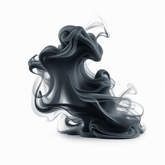 Poster - Abstract black smoke swirling gracefully against a pristine white background with ethereal wisps visible created with generated ai