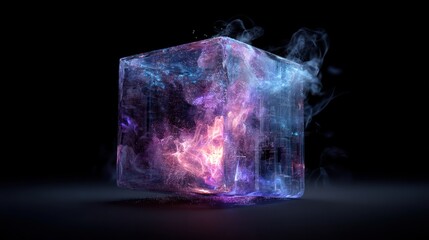 Poster - Luminous cube nebula abstract energy swirl digital fantasy cosmic design