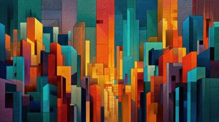 Poster - Colorful cityscape abstract art geometric urban design