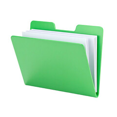 Poster - 3D Pastel Green Open File Folder Clean Simple Icon on a Transparent Background
