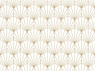 Wall Mural - luxurious and elegant seamless hexagon pattern featuring a repeating art deco-inspired fan motif, ou