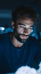 Poster - Focused engineer working on a 3D model in a tech lab