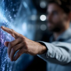 Poster - Engineer manipulating a digital dashboard with hand gestures