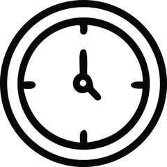 Poster - Simple black and white line drawing of a clock face with hour and minute hands indicating approximately ten past ten