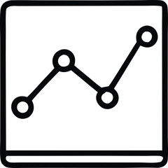 Poster - Simple hand drawn line graph icon showing upward and downward trends with data points within a square frame