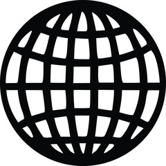 Fototapete - Stylized black and white globe icon with a grid pattern representing global connection and international communication networks