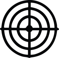 Poster - A stark black and white graphic representation of a target or aiming reticle with concentric circles and crosshairs