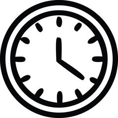 Poster - Simple black and white line drawing of a clock face showing approximately 4 10 with twelve distinct hour markers