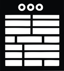 Aufkleber - Abstract geometric composition featuring three white circles above a grid of white rectangles on a black background