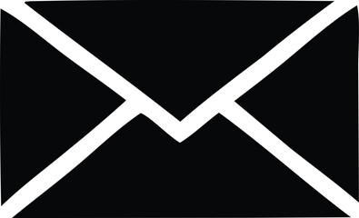 Aufkleber - Simple black and white graphic illustration of a closed envelope icon with a clean modern design representing communication and correspondence