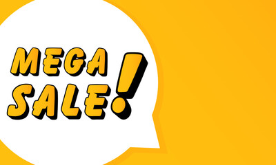 Poster - Mega sale speech bubble. Bold outline, comic style shape, vibrant background, dialog element, visual communication, announcement layout, message highlight, template for interaction.