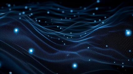 Poster - Glowing Circuit Traces in Seamless Motion with Dynamic Blue Light Effects on Dark Background