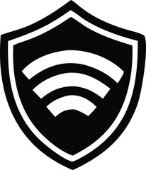 Aufkleber - A black shield icon featuring three white curved lines representing wireless signal strength and security