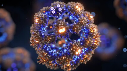 Poster - Mesmerizing Loop of Rotating Nanotech Patterns in Dynamic 3D Visualization