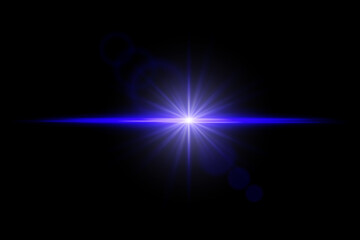 Wall Mural - intense bright flare burst with radial beams and lens reflection. central explosion of light on dark