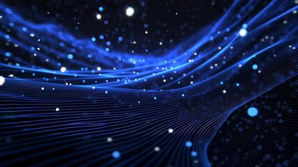 Poster - Abstract Flowing Particles in a Wave-Like Formation with a Tech Vibe and Ethereal Aesthetic