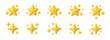 © Foxy Fox - 3d yellow stars. Realistic star composition. Soft decorative starry shapes. Floating star clusters, starbursts, sparkles, twinkle. Shining stars emoji. Cartoon vector star icons