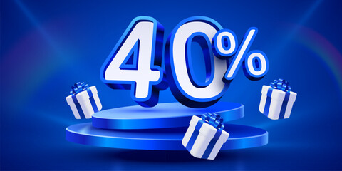 Wall Mural - 40 percent off. discount creative composition, mock up with podium and present boxes podium. sale ba