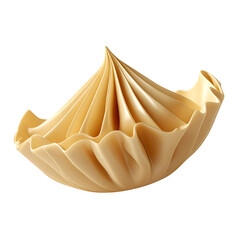 Poster - Beige Pleated 3D Dumpling with Curved Top Floating on Transparent Background Minimal Form