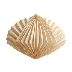 Poster - Beige Pleated Dumpling Floating on White Transparent Background Minimalist Design 3D Render