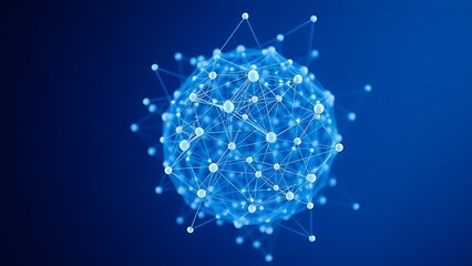 Futuristic blue and white spherical structure with interconnected nodes, symbolizing networks.