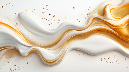 Poster - Elegant abstract design featuring flowing white and gold hues
